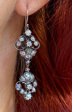 Fine Antique Georgian 2.8 TCW Diamond 18K Gold, Silver Topped Gold Earrings