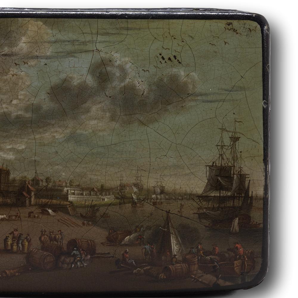 Belle tabatière géorgienne ancienne en papier mâché en vente 7