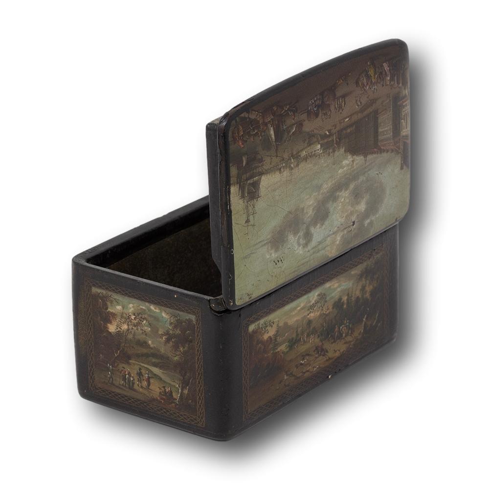 Belle tabatière géorgienne ancienne en papier mâché en vente 9