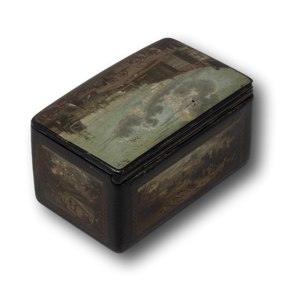 Britannique Belle tabatière géorgienne ancienne en papier mâché en vente