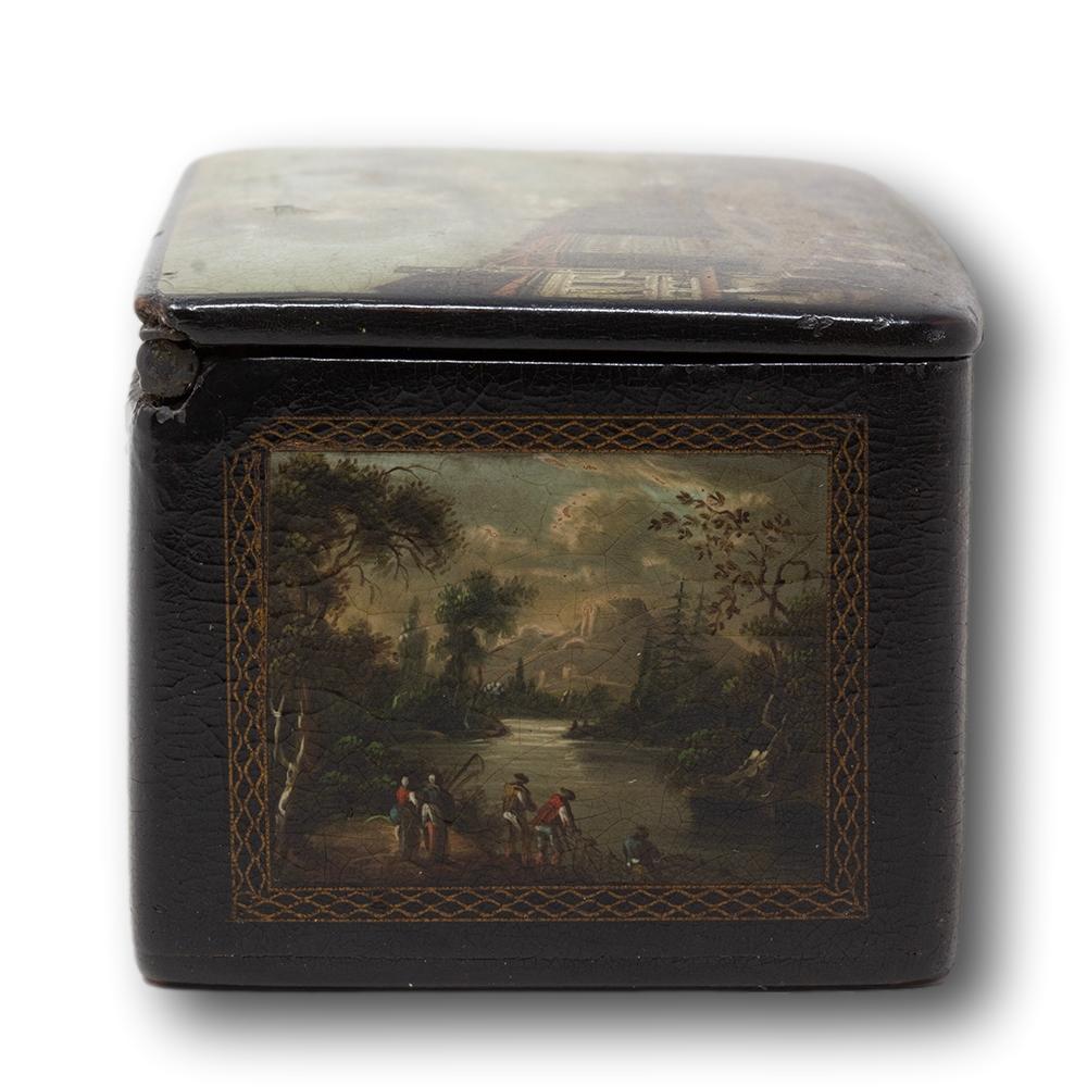 Acier Belle tabatière géorgienne ancienne en papier mâché en vente
