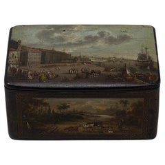 Antigua caja de rapé georgiana de papel maché