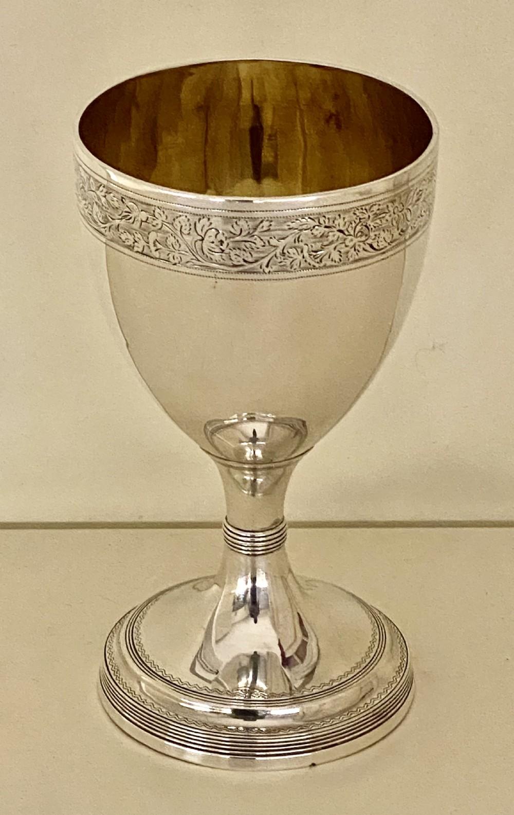 Fine Antique Georgian Sterling Silver Drinking Goblet Circa 1798 For Sale 3