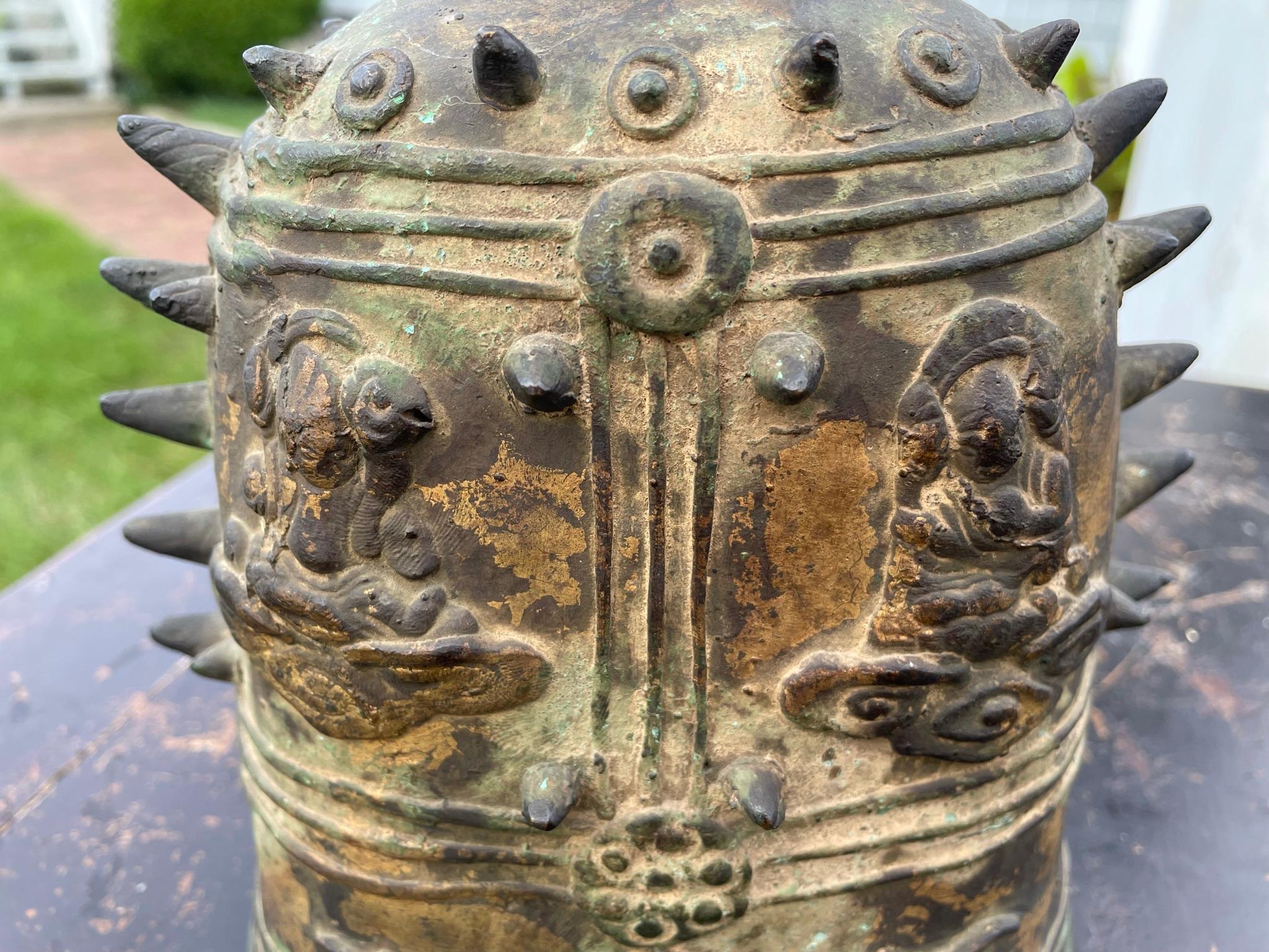 Japan Fine 1920s Gilt Bronze Buddhist Temple Bell 2