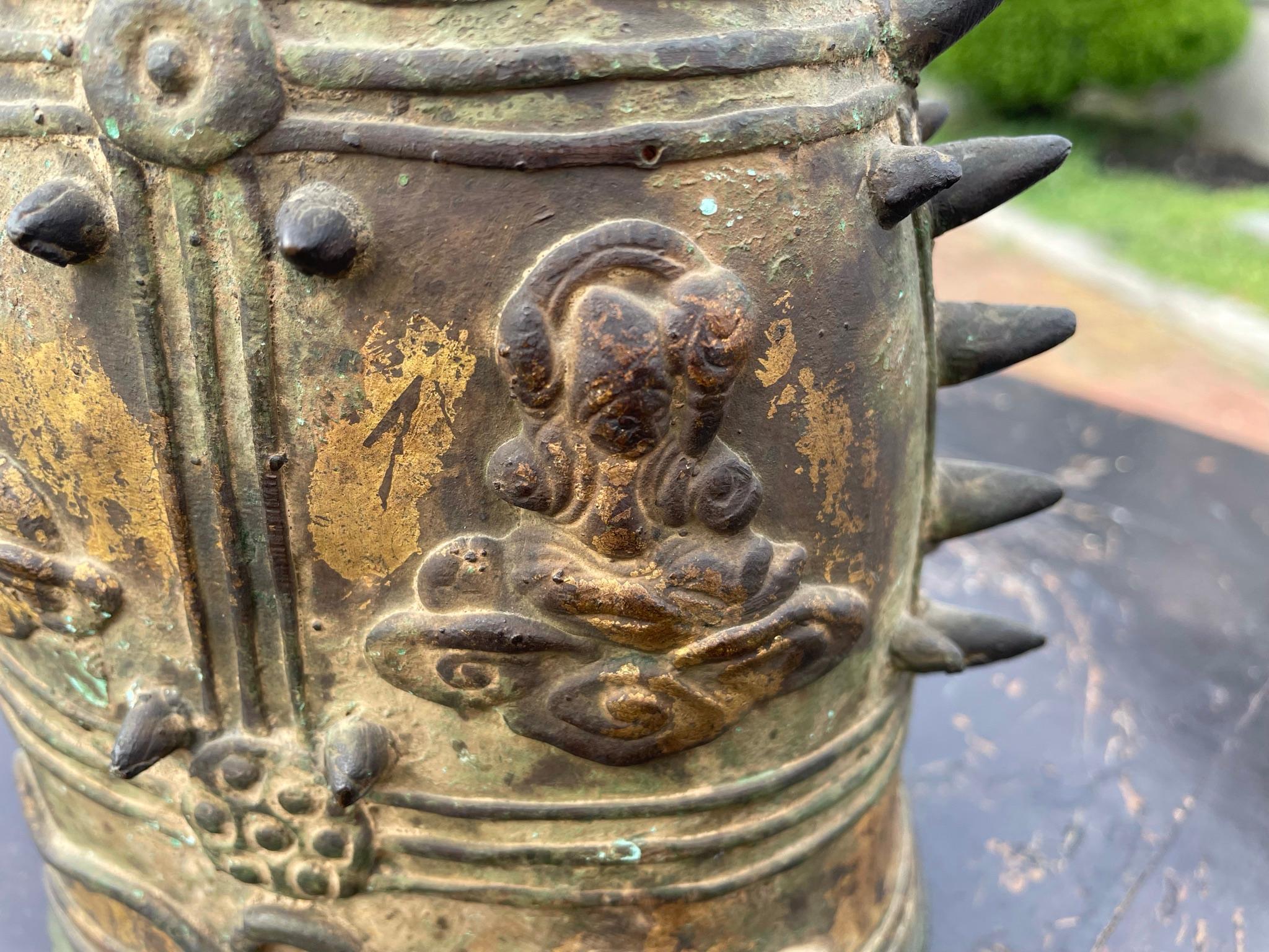 Japan Fine 1920s Gilt Bronze Buddhist Temple Bell 3