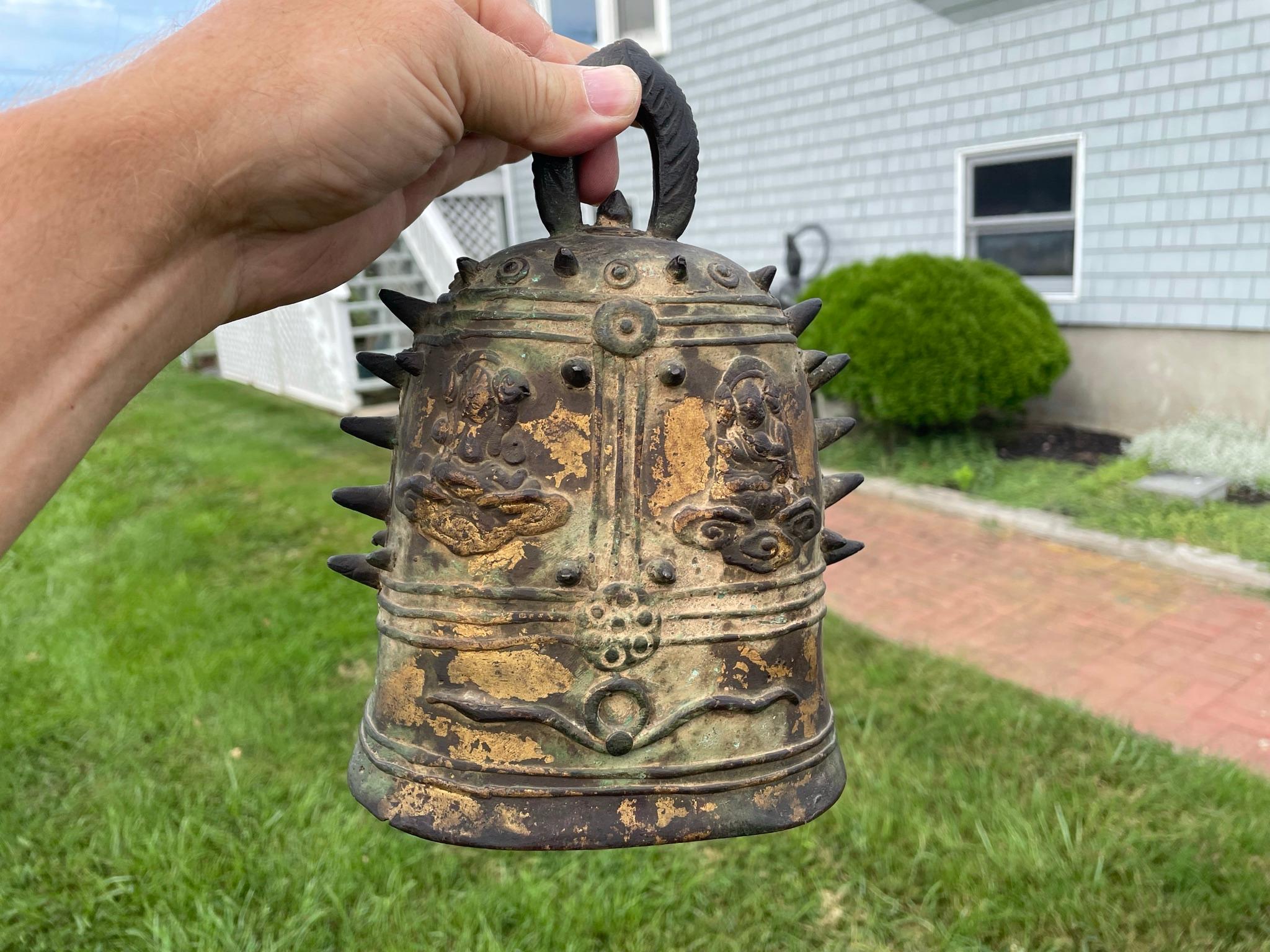 Japanese Japan Fine 1920s Gilt Bronze Buddhist Temple Bell