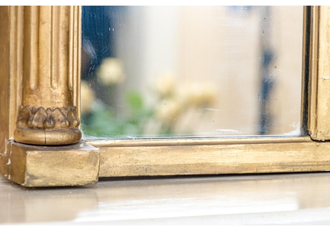 Empire Antique Mirror de manteau à trois panneaux avec cadre doré en vente
