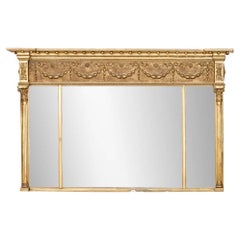 Fine Antique Gilt Framed Three Panel Mantle Mirror