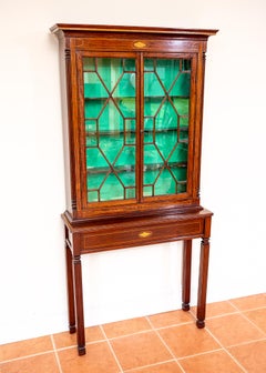 Fine Antique Glazed Cabinet and Console Table Inlaid Mahogany Astragal Edwardian