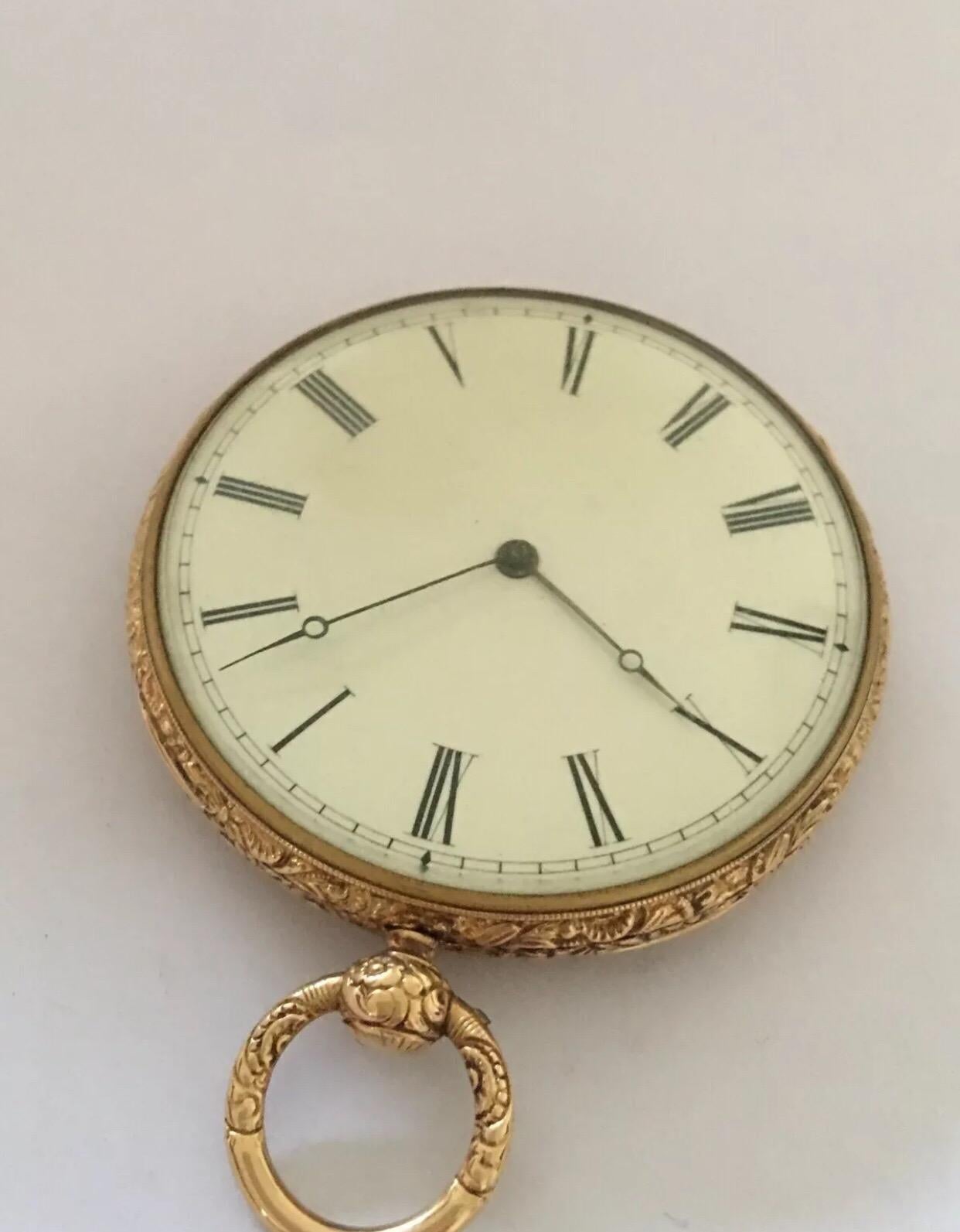Fine Antique Gold-Plated Key-Wind Pocket Watch For Sale 4
