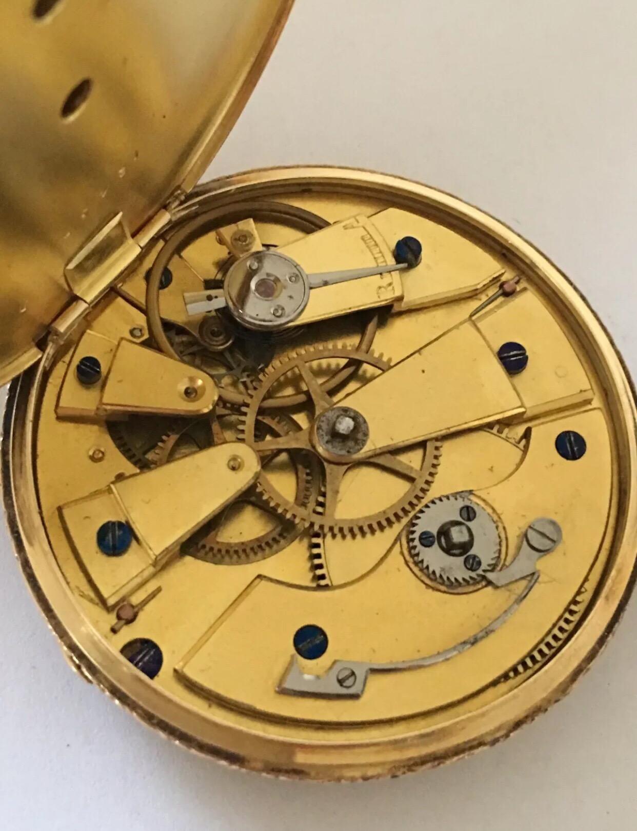 Fine Antique Gold-Plated Key-Wind Pocket Watch In Good Condition For Sale In Carlisle, GB