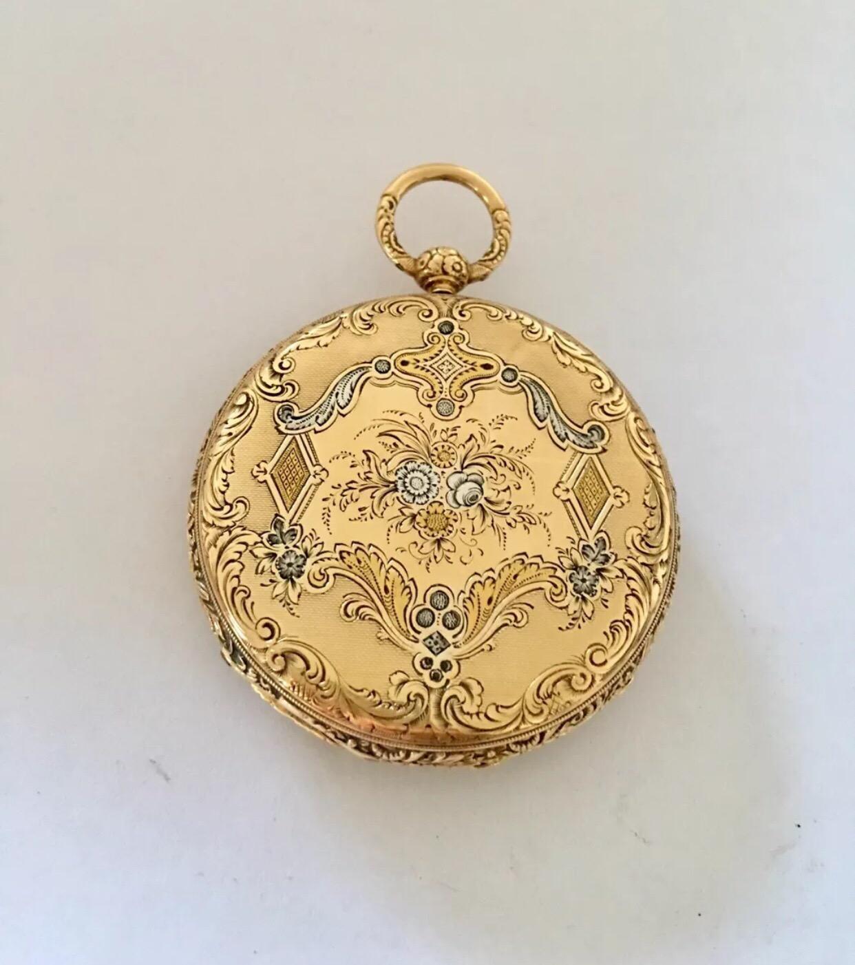 Fine Antique Gold-Plated Key-Wind Pocket Watch For Sale 2