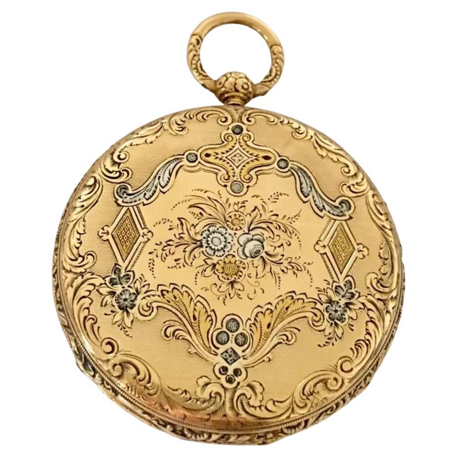 Fine Antique Gold-Plated Key-Wind Pocket Watch For Sale