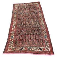 Magnifique tapis tribal du Caucase ancien, noué à la main Avec un motif géométrique à poils courts