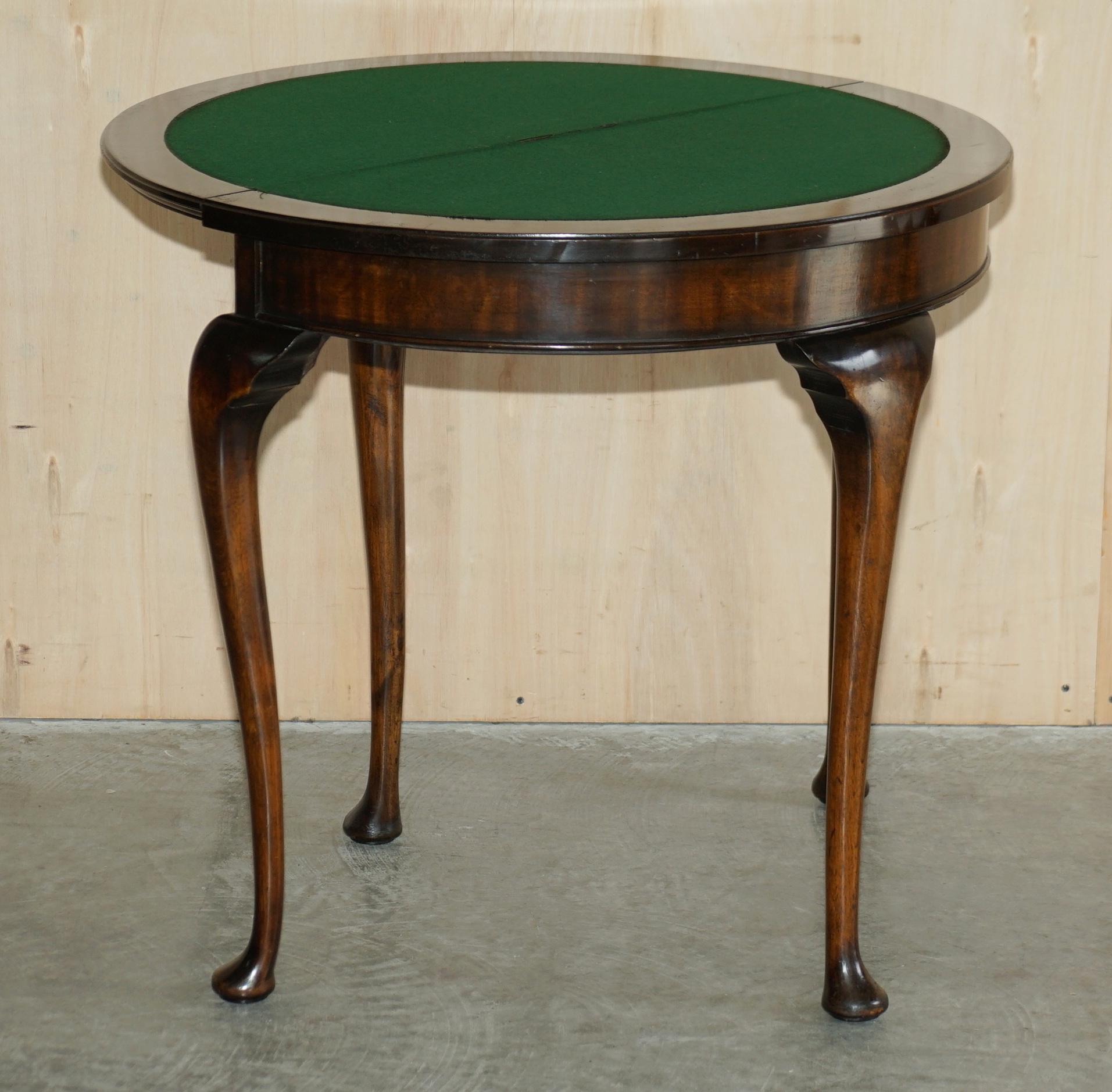 Fine Antique Hardwood circa 1880 Console Games Demi Lune Card Table Unfolds For Sale 7