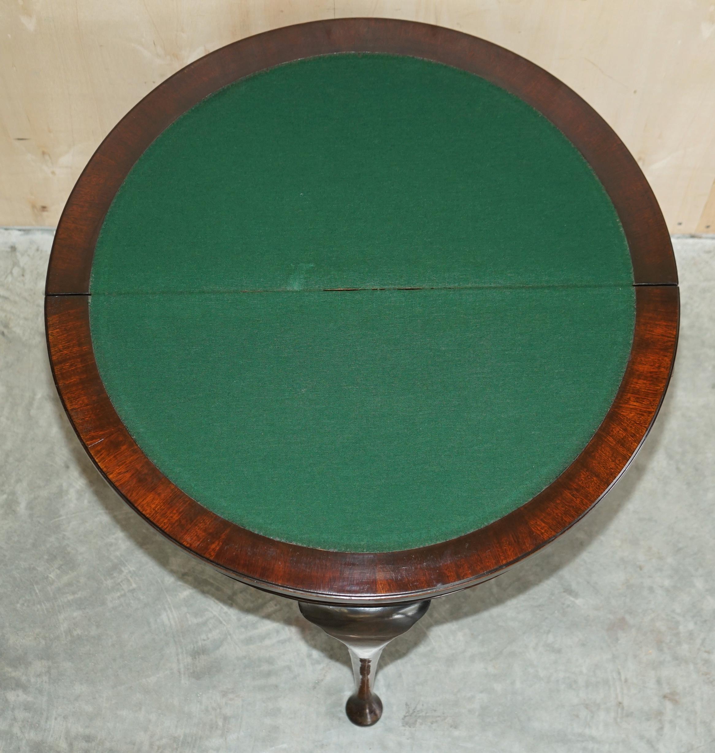 Fine Antique Hardwood circa 1880 Console Games Demi Lune Card Table Unfolds For Sale 9