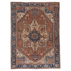 Fina alfombra antigua Heriz, hacia 1910