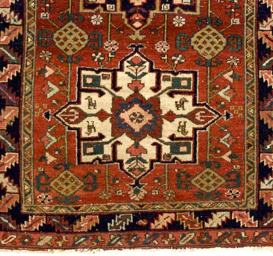 Alfombra fina antigua Heriz Karajeh 3'4