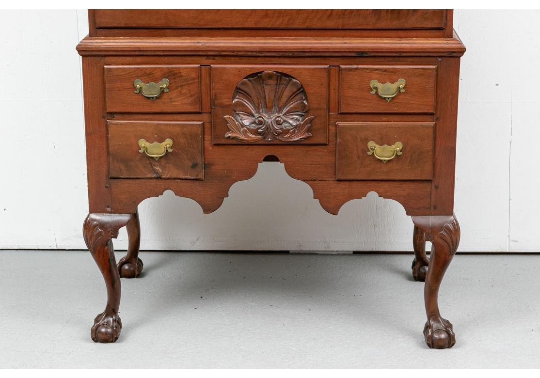 Georgian Fine Antique Highboy Chest With Shell Carving For Sale