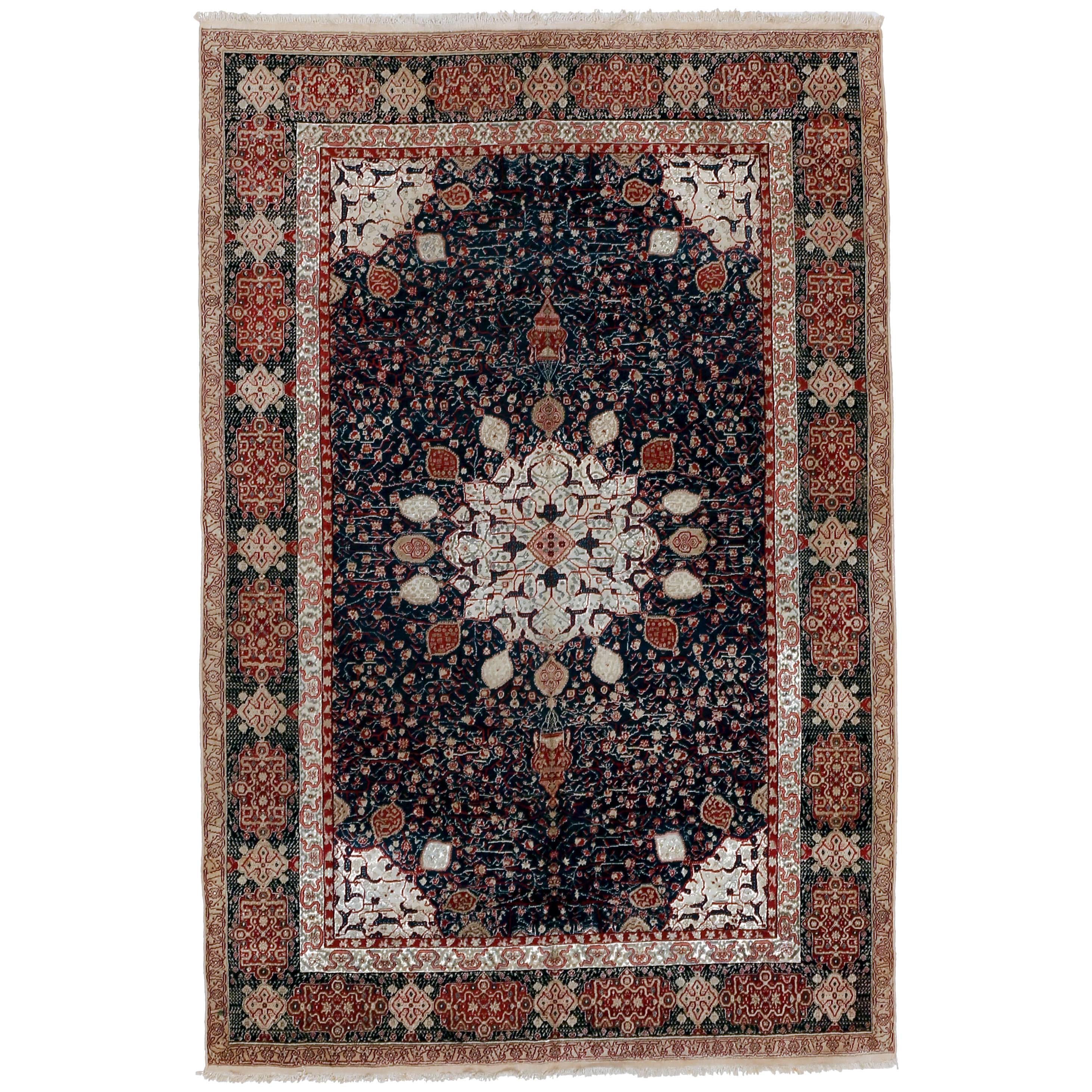 Fine Antique Indian Agra Rug with Ardabil Design For Sale