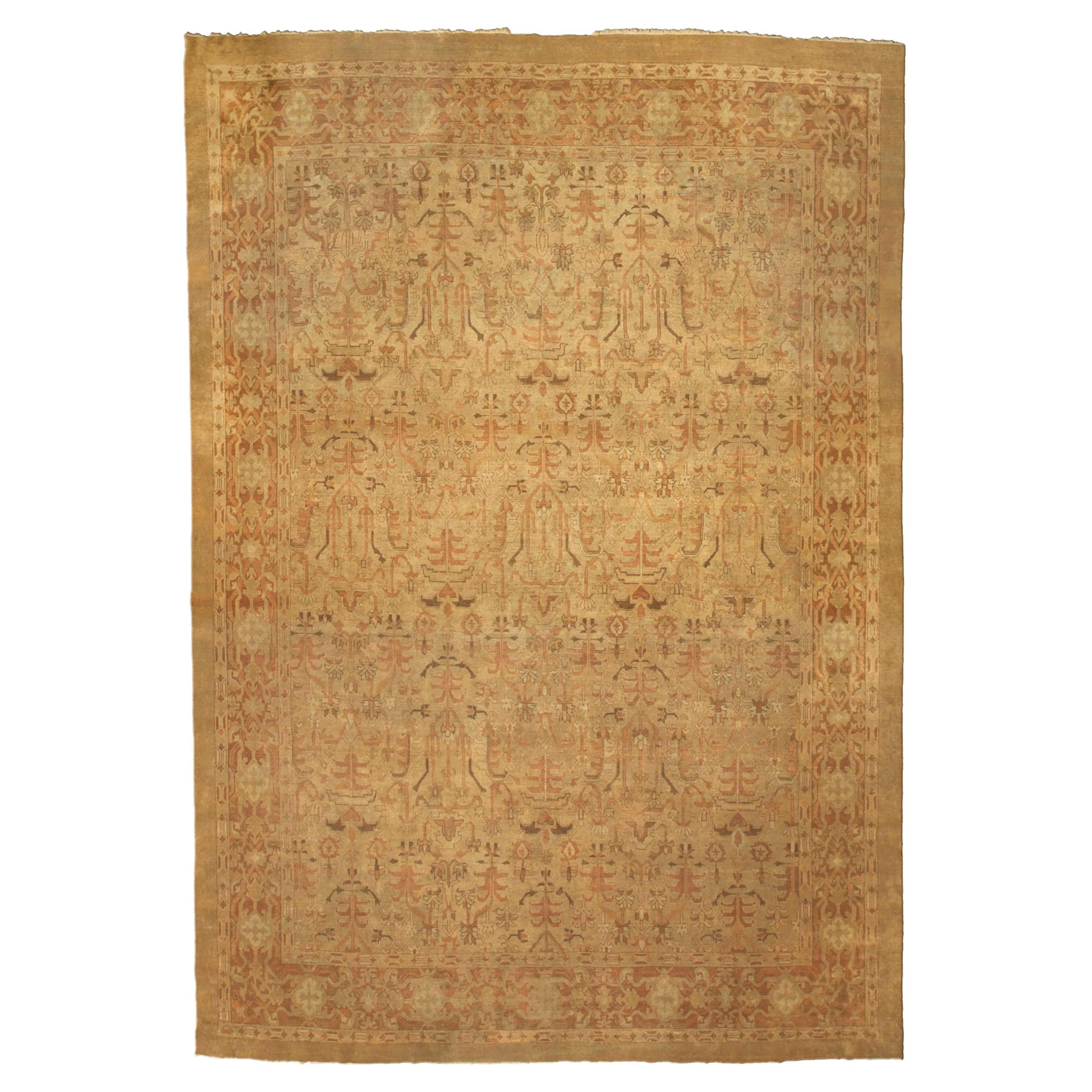Antique Indian Amritsar Hand Knotted Wool Rug For Sale