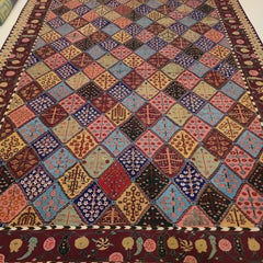 Fine Antique Indian Cotton Dhurrie Rug with Mughal Botanical Pattern