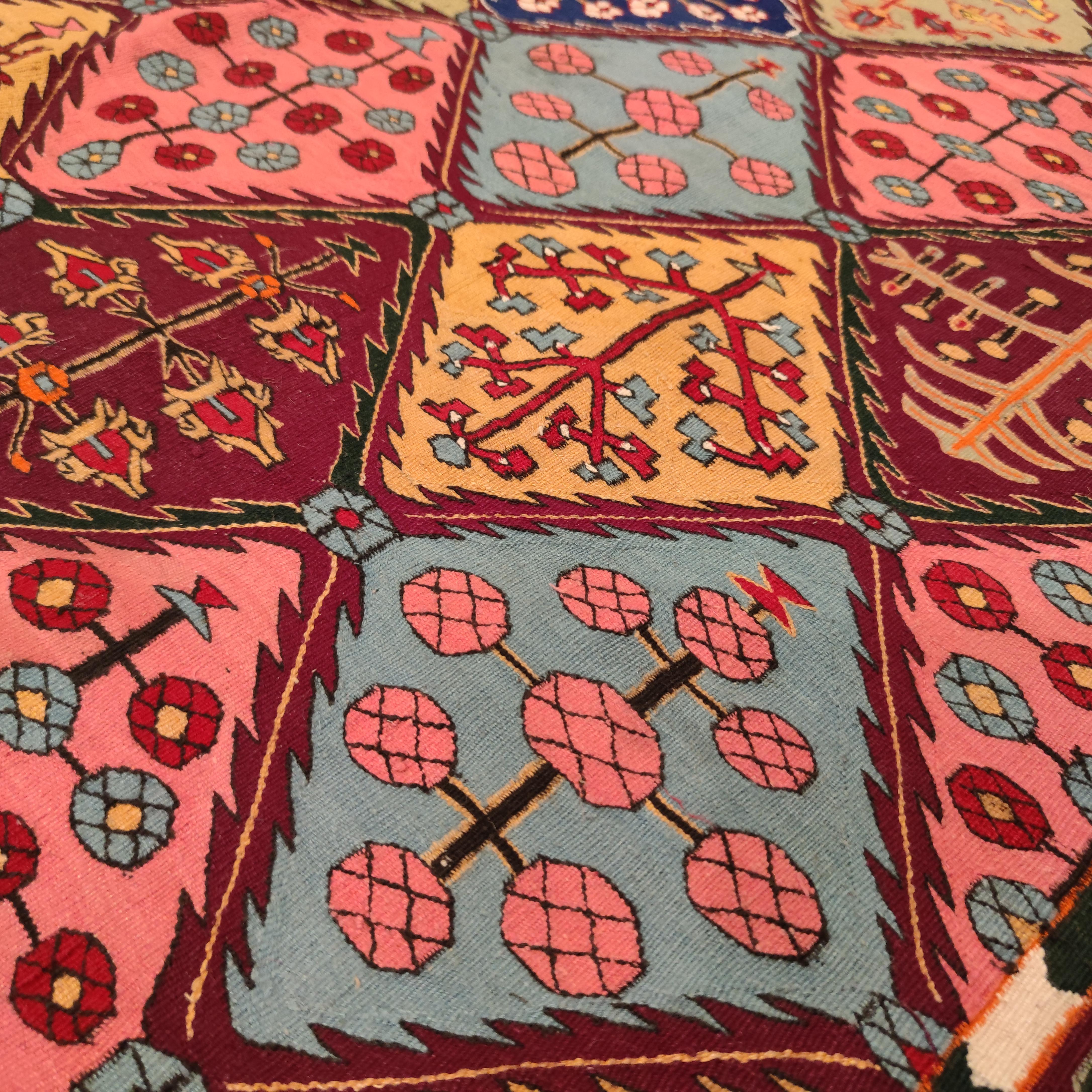 Hand-Woven Fine Antique Indian Cotton Dhurrie Rug with Mughal Botanical Pattern For Sale