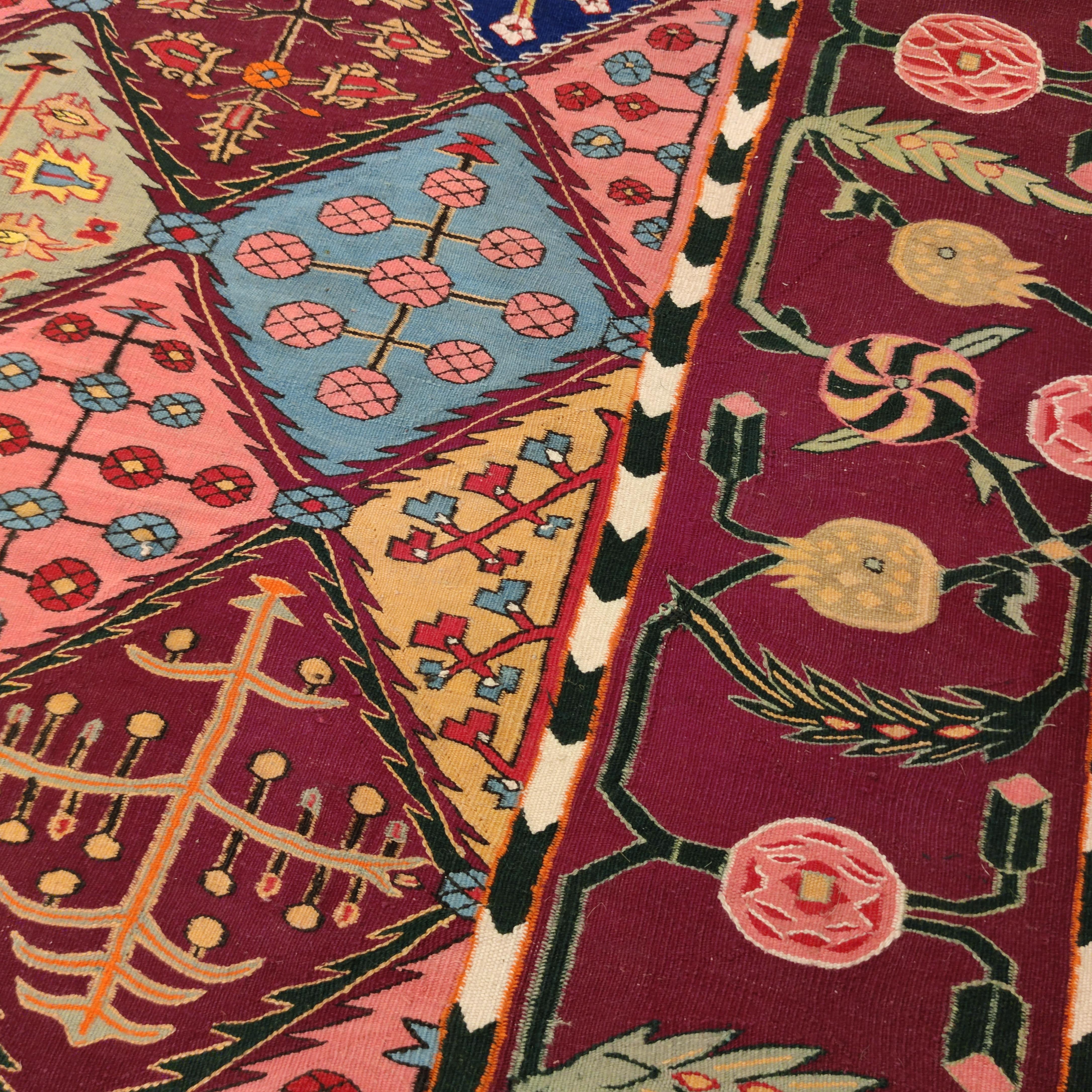 19th Century Fine Antique Indian Cotton Dhurrie Rug with Mughal Botanical Pattern For Sale