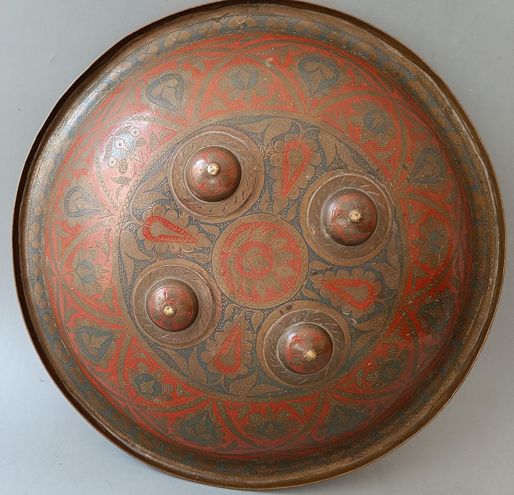 Hand-Crafted Fine Antique Indian Dhal shield  Weapons Asian art Interior Design Décor