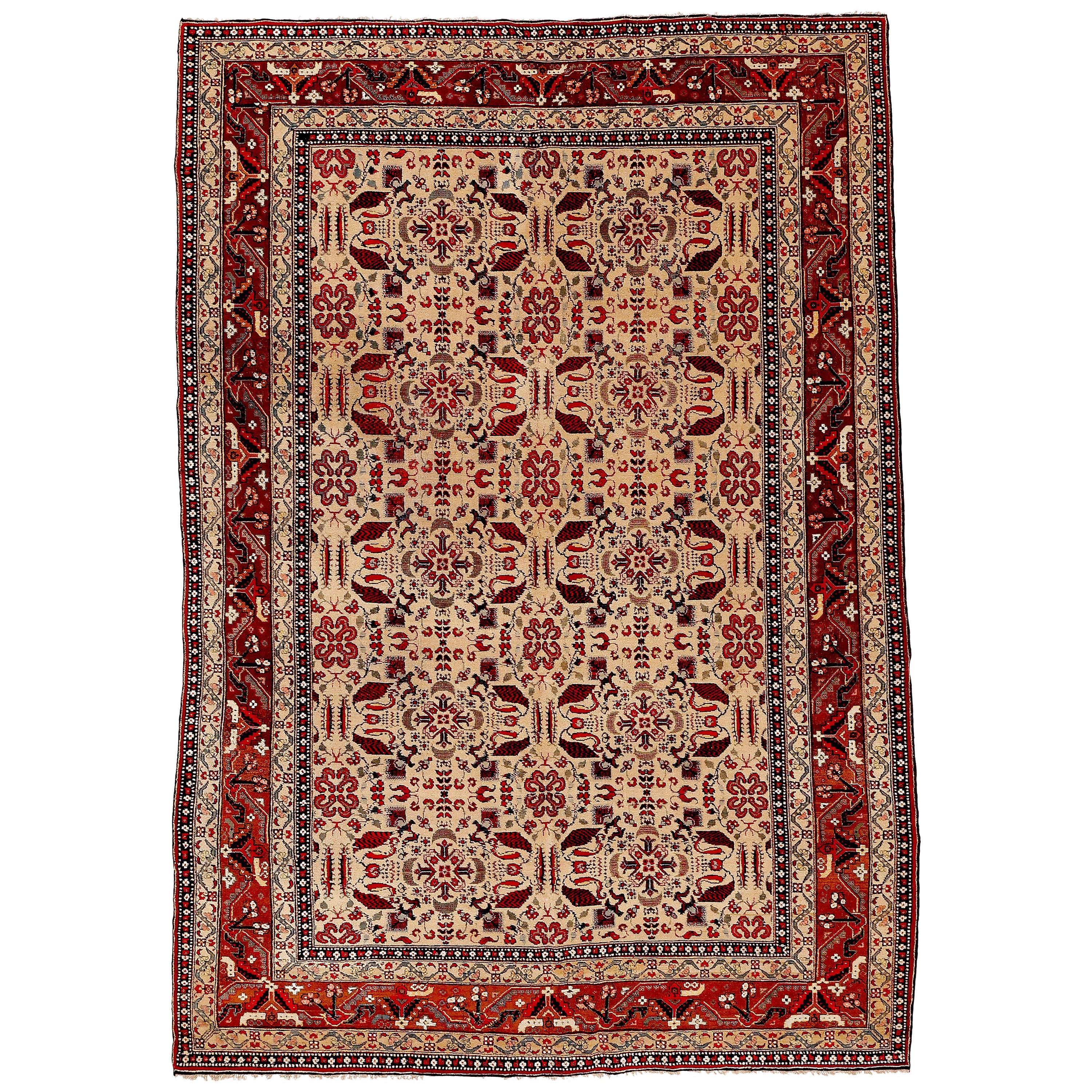 Fine Antique Indian Ivory Agra Rug For Sale