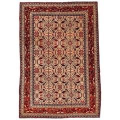 Magnifique tapis indien ancien ivoire Agra