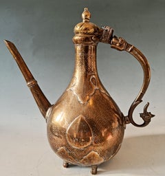 Fine Antique Indian Mughal Brass bronze Ewer Altaba 19th century Islamic arts
