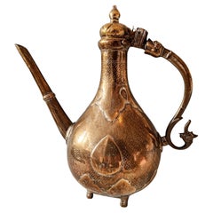 Fine Antique Indian Mughal Brass bronze Ewer Altaba 19th century Islamic arts