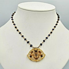 Fine Antique Indian Mughal Gold & Gem-Set White Nephrite Jade Pendant (Haldili)