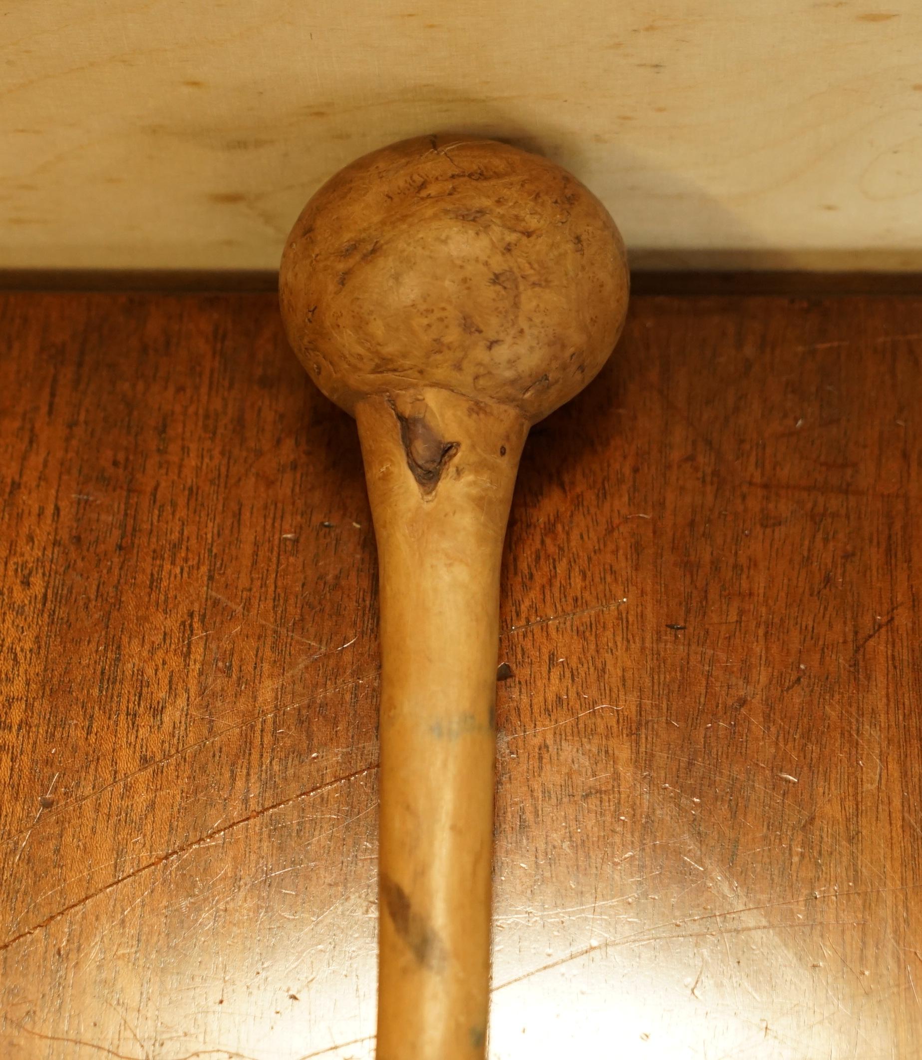 Fino Palo Antiguo Irlandés Knobkerrie Muy Coleccionable y Primativo Uno de Dos Madera en venta