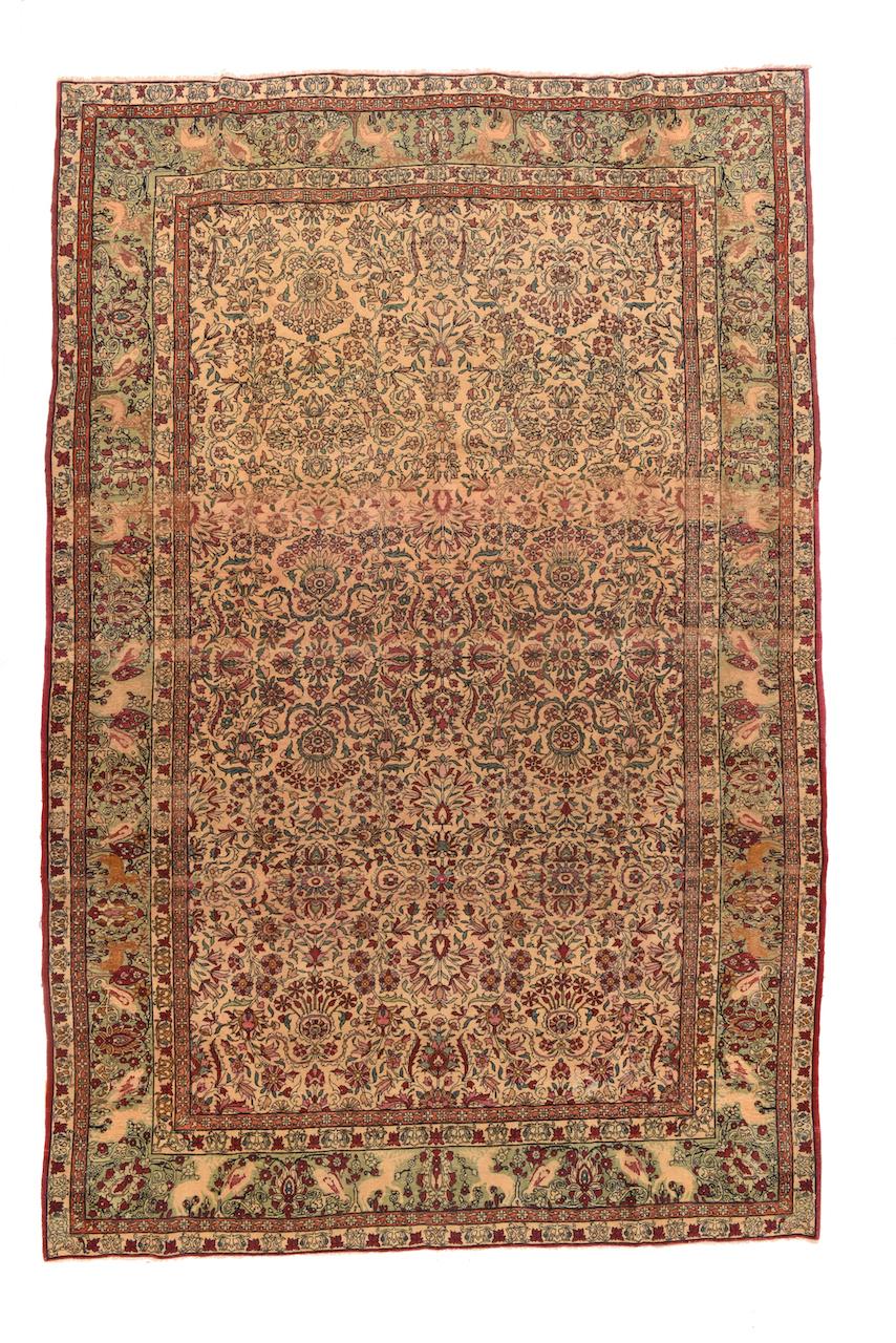 Hand-Knotted Fine Antique Ivory Tehran Persian Rug, Hand Knotted, circa 1900