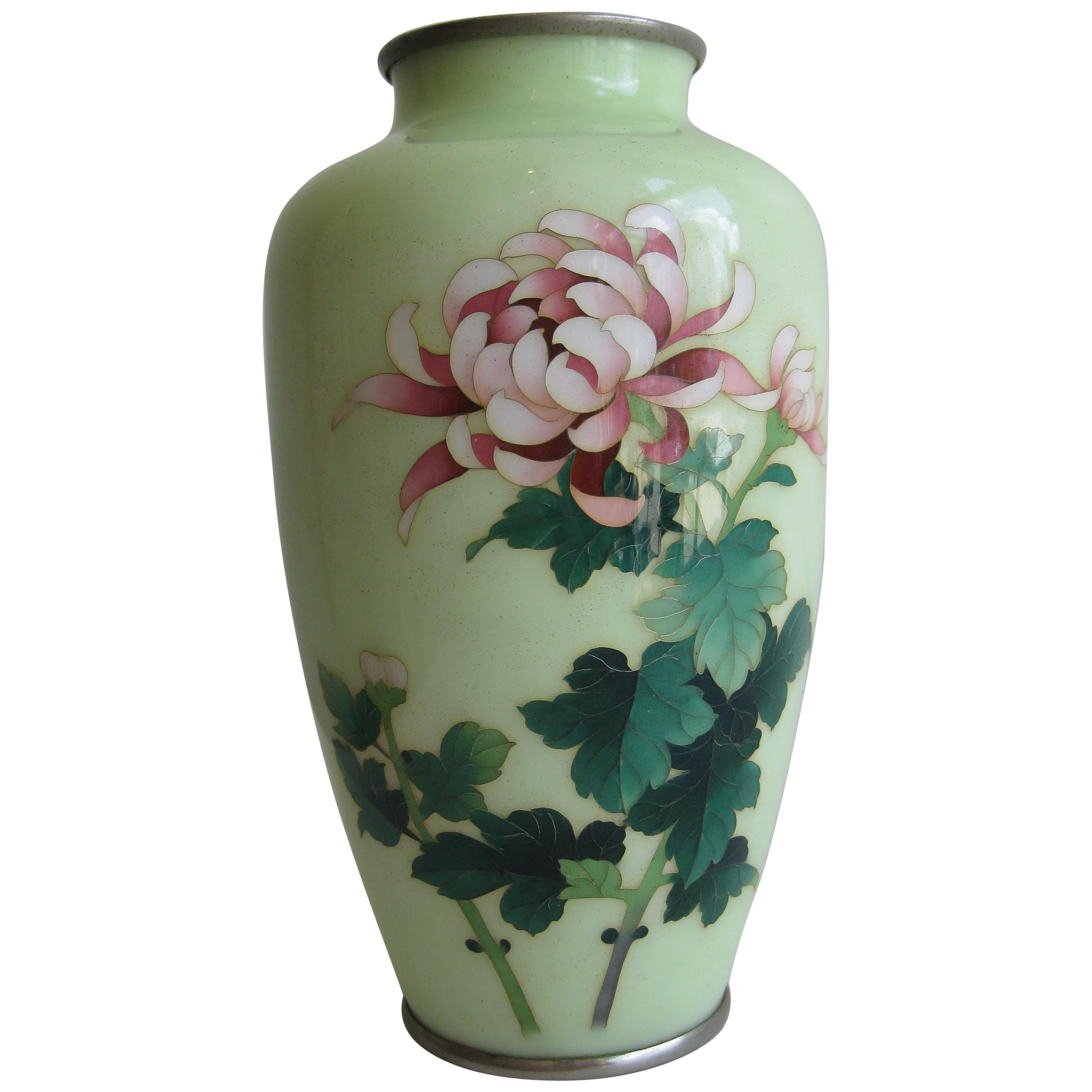 Fine Antique Japanese Cloisonne Enamel Vase by Master Artist Ando Jubei