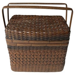 Fine Antique Japanese woven copper box basket Asian Antiques Ikebana 中国古董