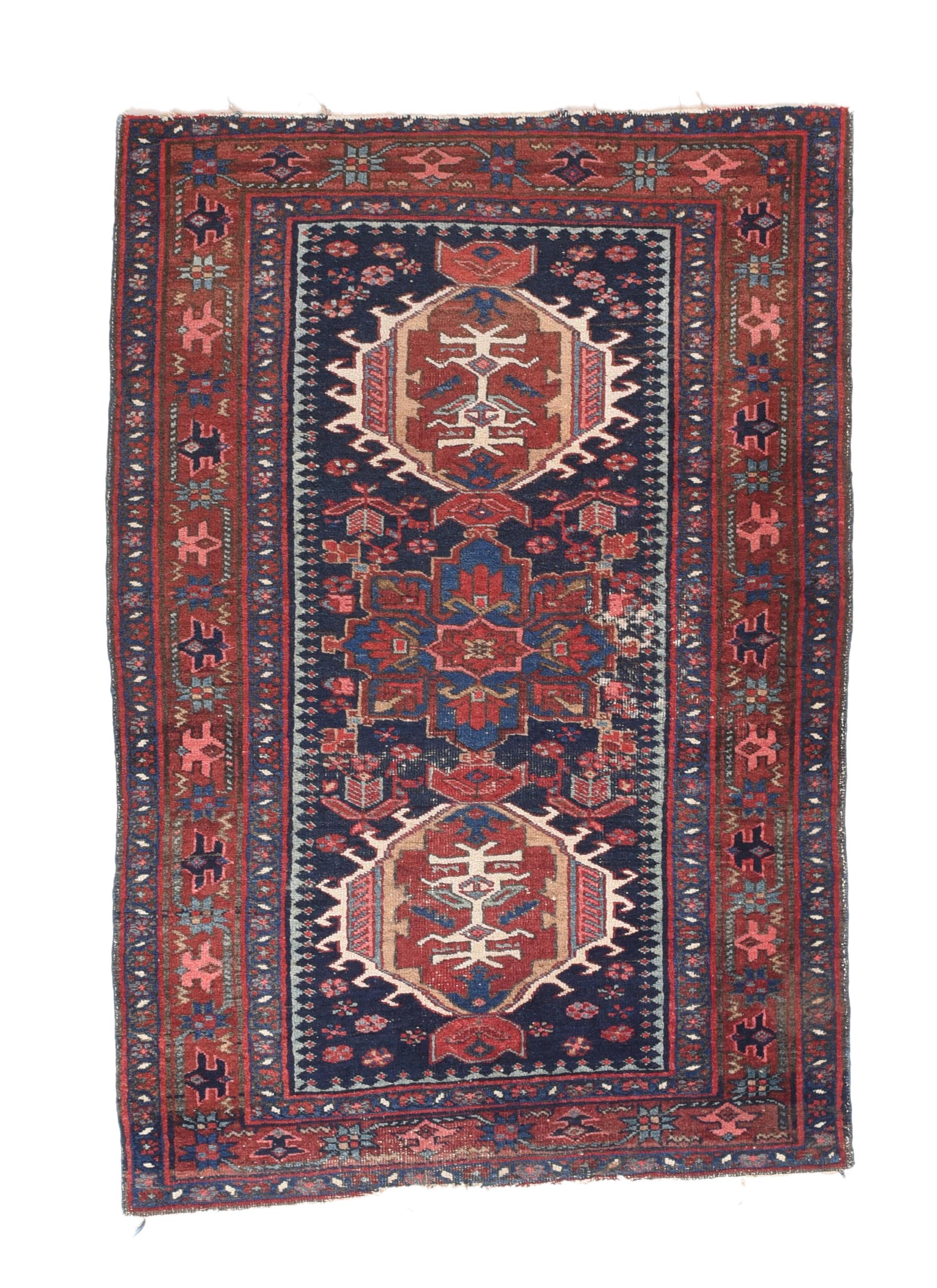 Hand-Knotted Fine Antique Karajeh Heriz Persian Rug, Hand Knotted, circa 1910
