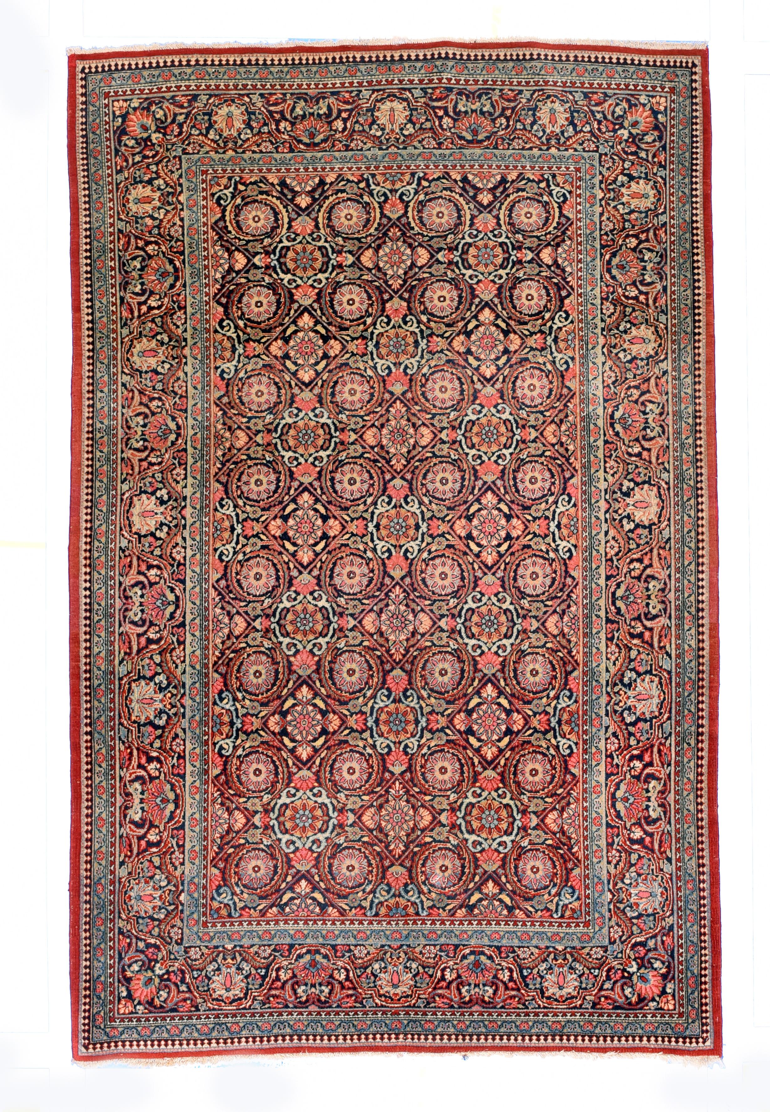 Hand-Knotted Antique Persian Dabir Kashan For Sale