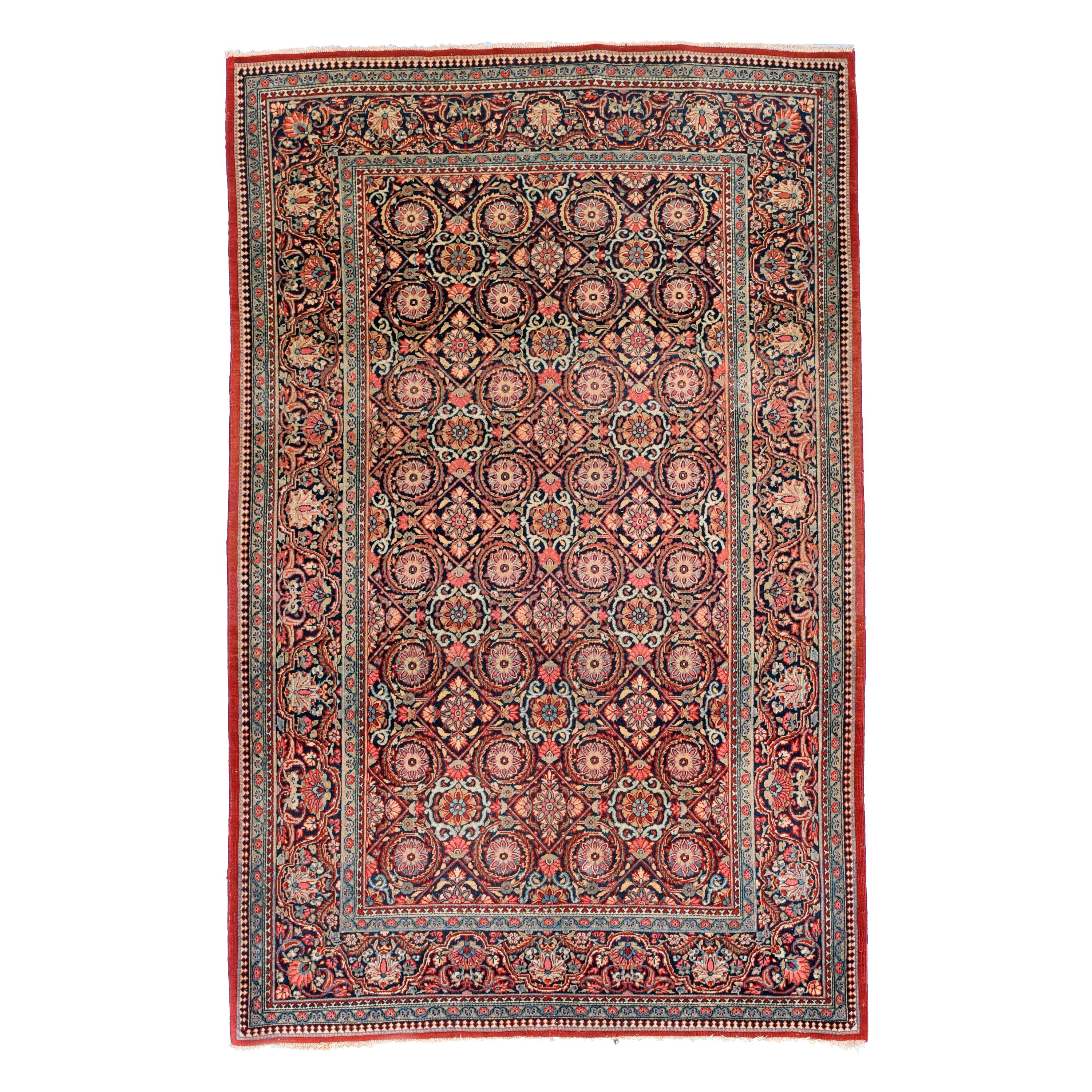 Antique Persian Dabir Kashan 4'4" x 6'10"