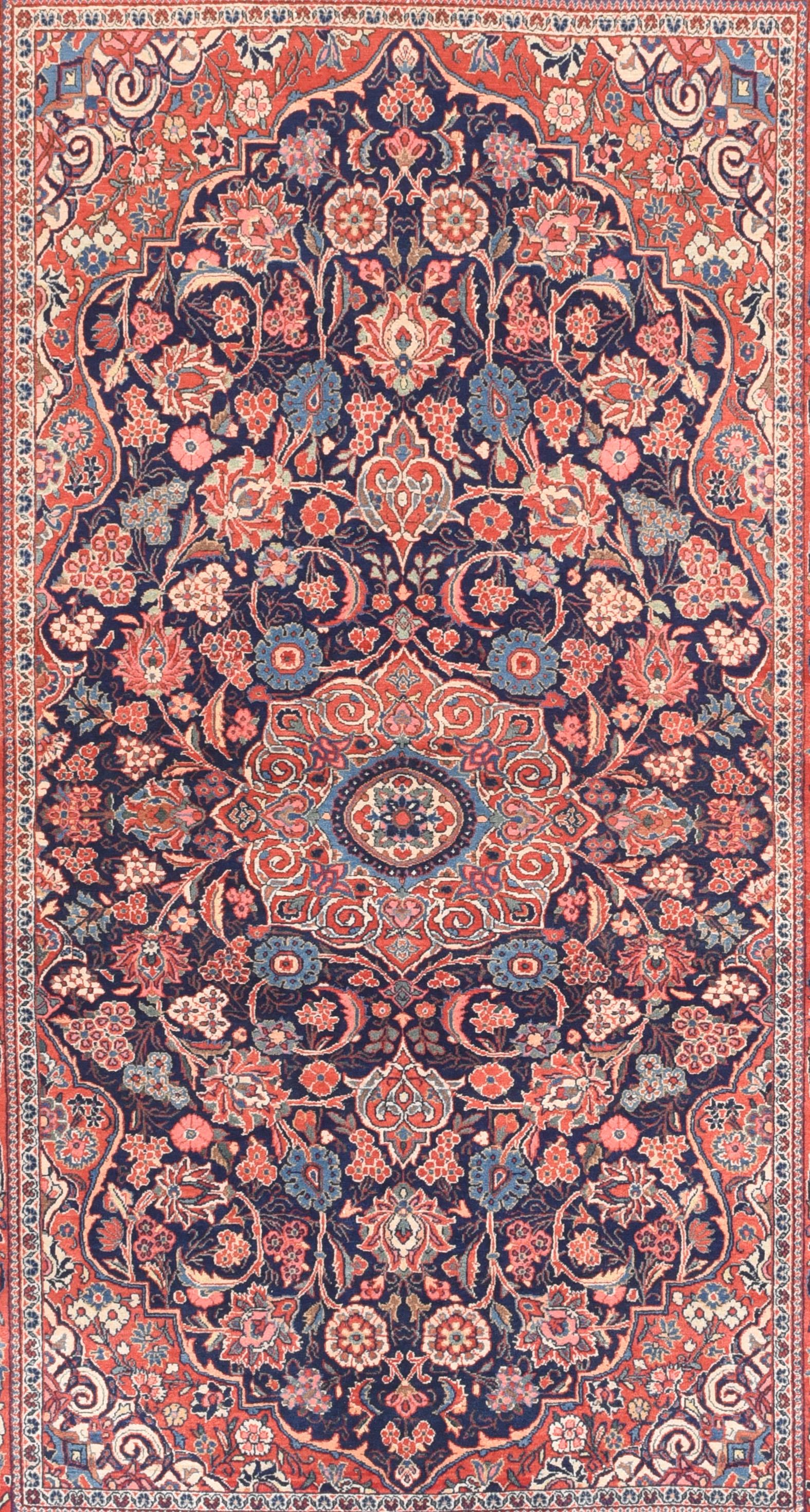 Antique Kashan carpets are among the finest Persian rugs. They are woven in workshops of the city of Kashan, in north central Iran. Kashan was a hub of silk production since the Safavid dynasty, and has created some of the highest quality Persian