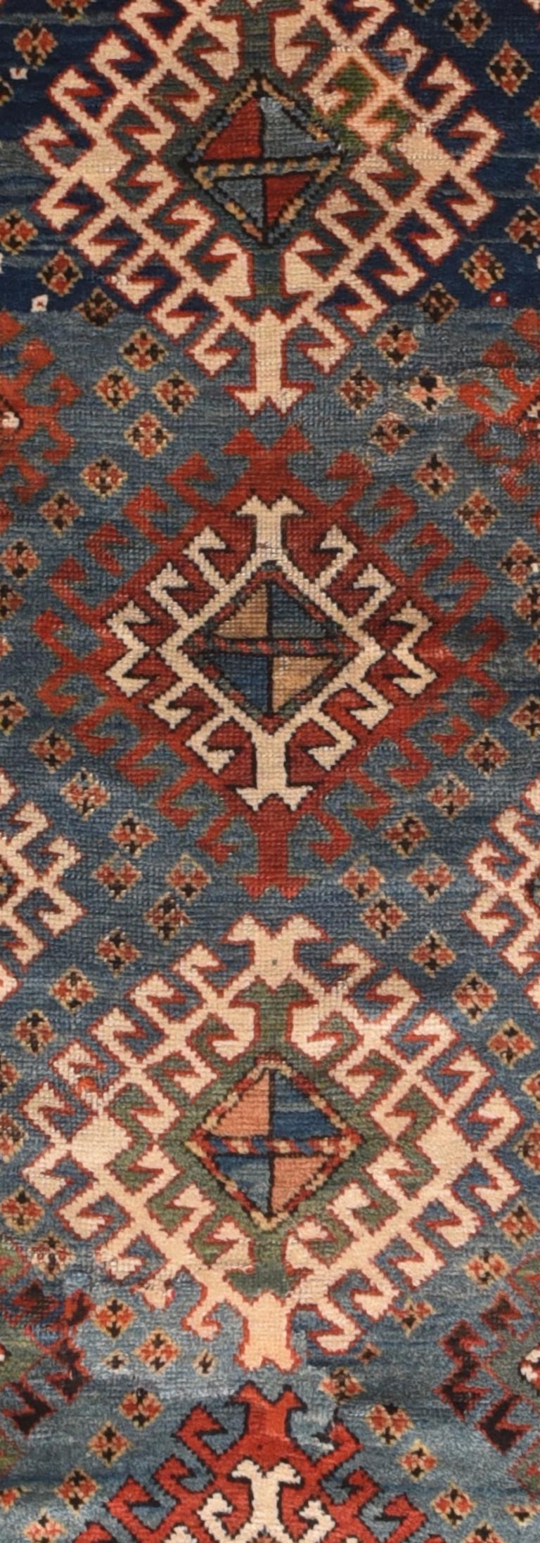 Kazakh Tapis Kazak caucasien ancien 3'10'' x 7'7'' en vente
