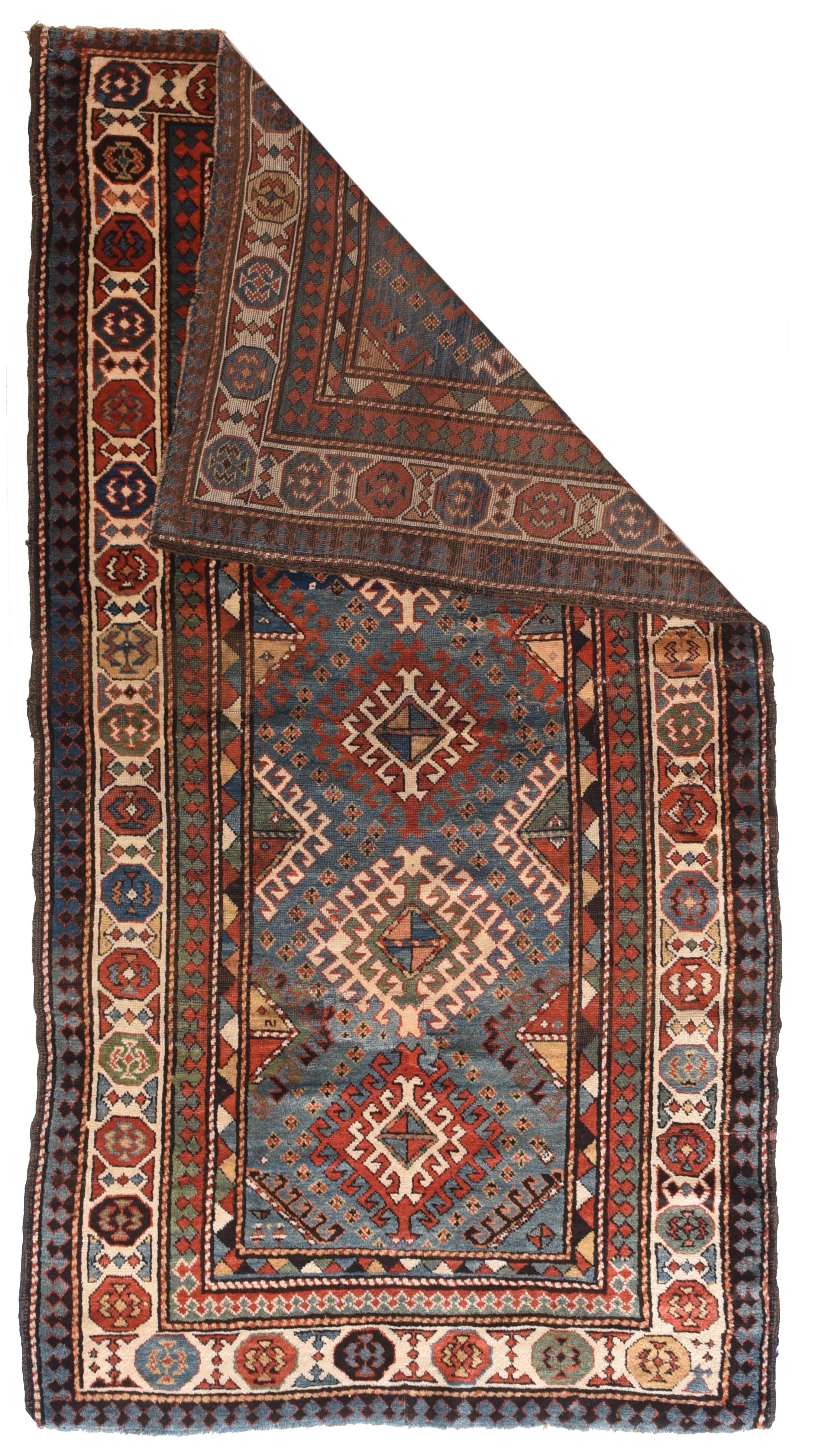 Russian Antique Caucasian Kazak Long Rug For Sale