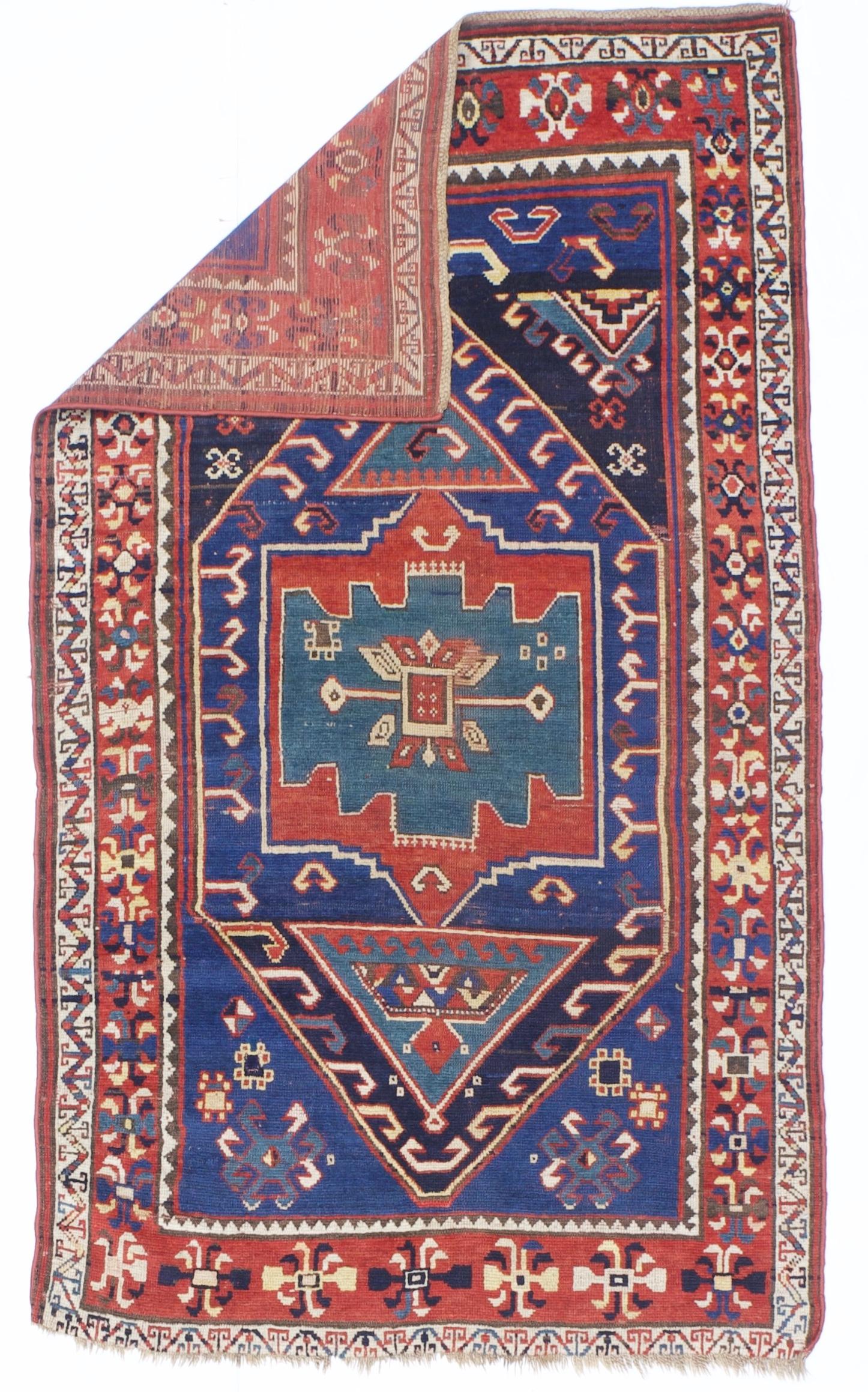 Feiner antiker Kazak-Teppich 3'10