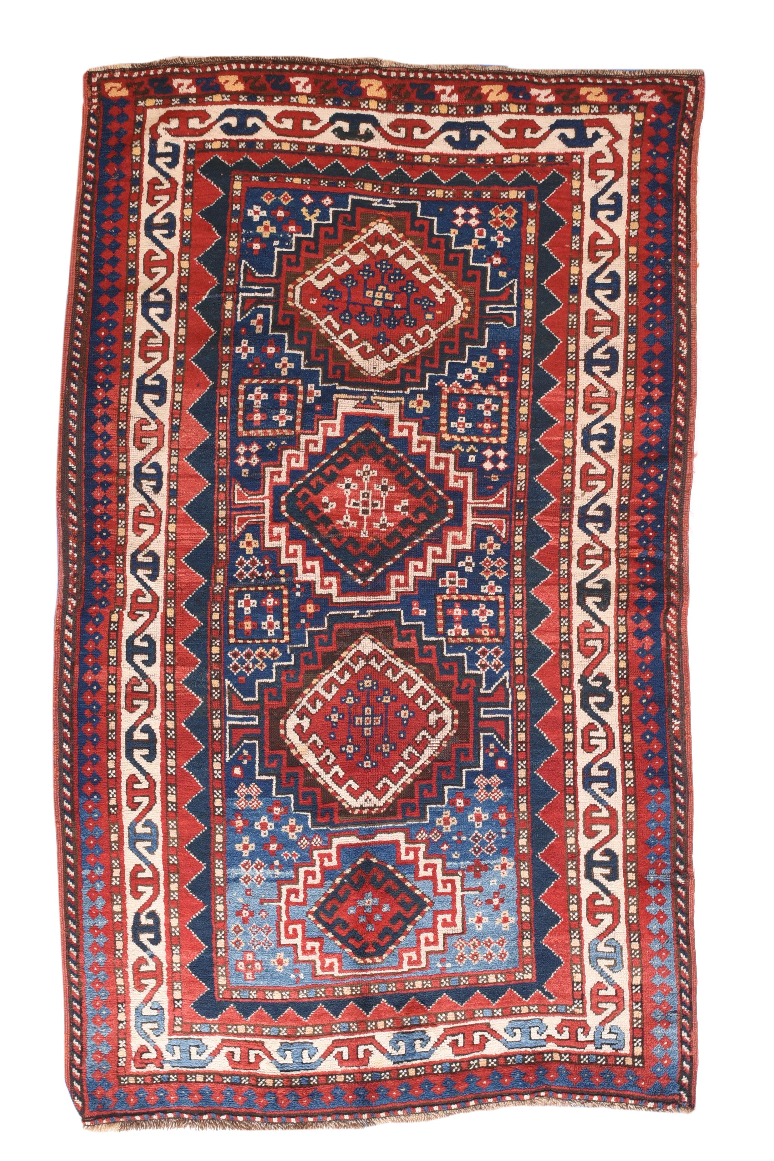 Hand-Knotted Antique Caucasian Kazak