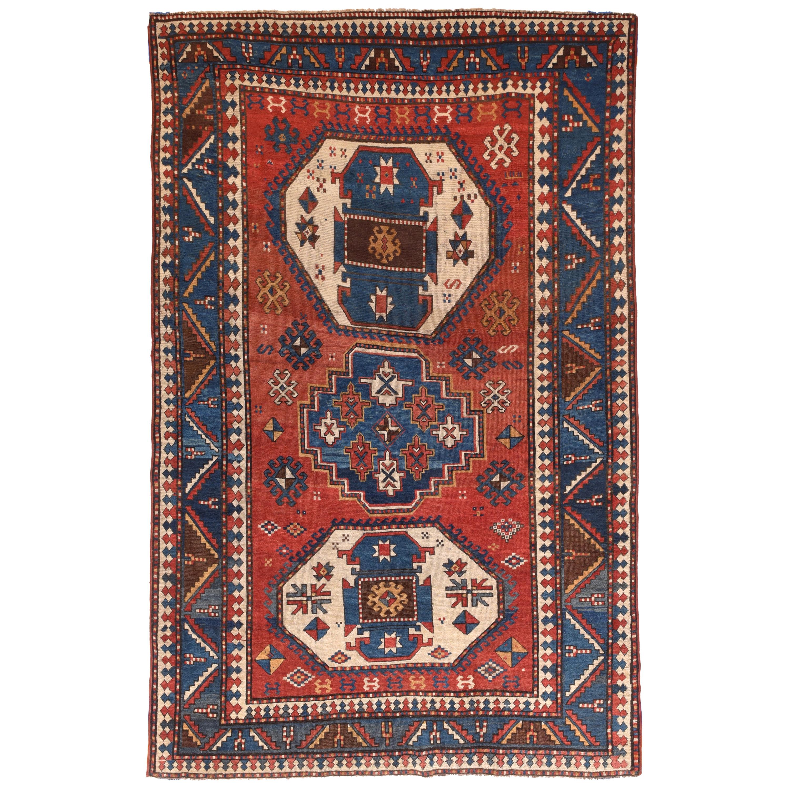 Antique Hand Knotted Kazak Rug For Sale at 1stDibs