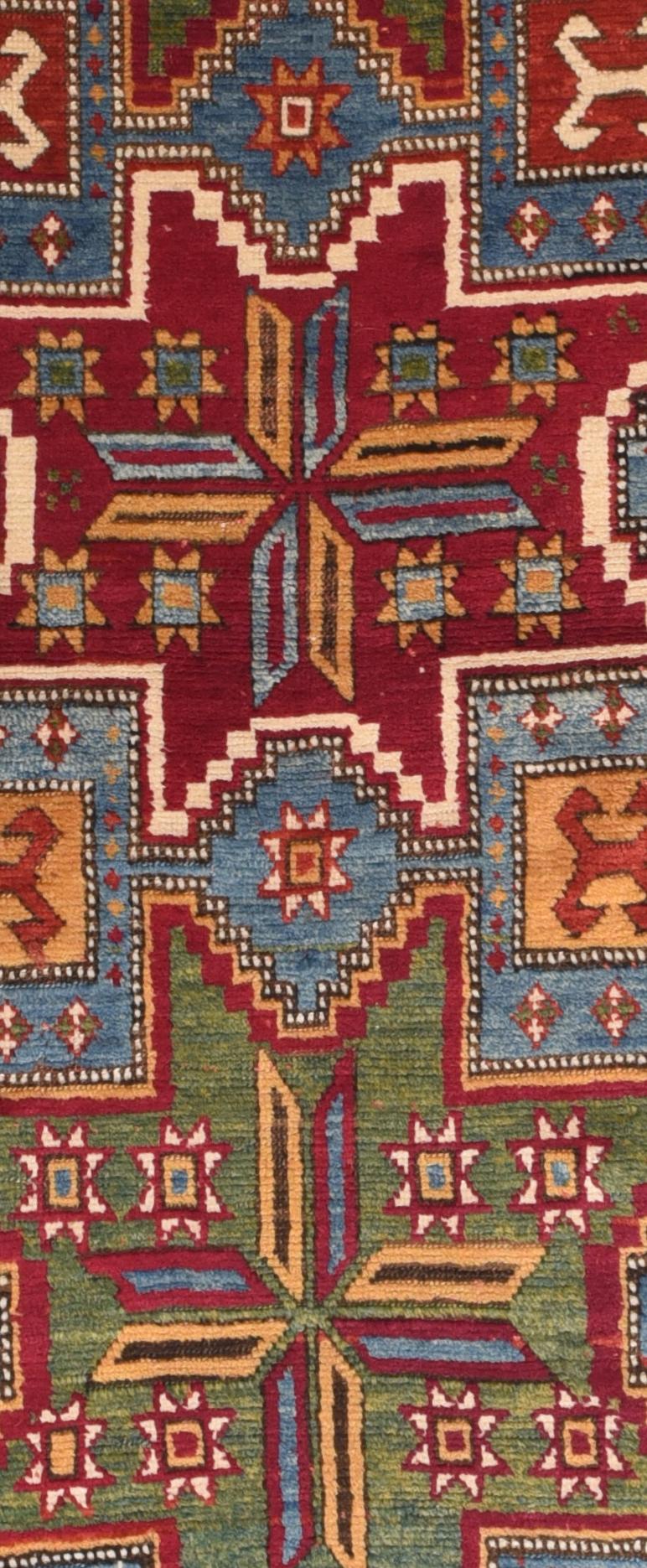 The Caucasian carpets are from the areas south, east and north of the mountain chain of the Caucasus.

Carpets, made before 1925, can be divided into five groups namely; Kazak, Karabach, Sjirvan, Kuba and Dagestan carpets. The carpets from the