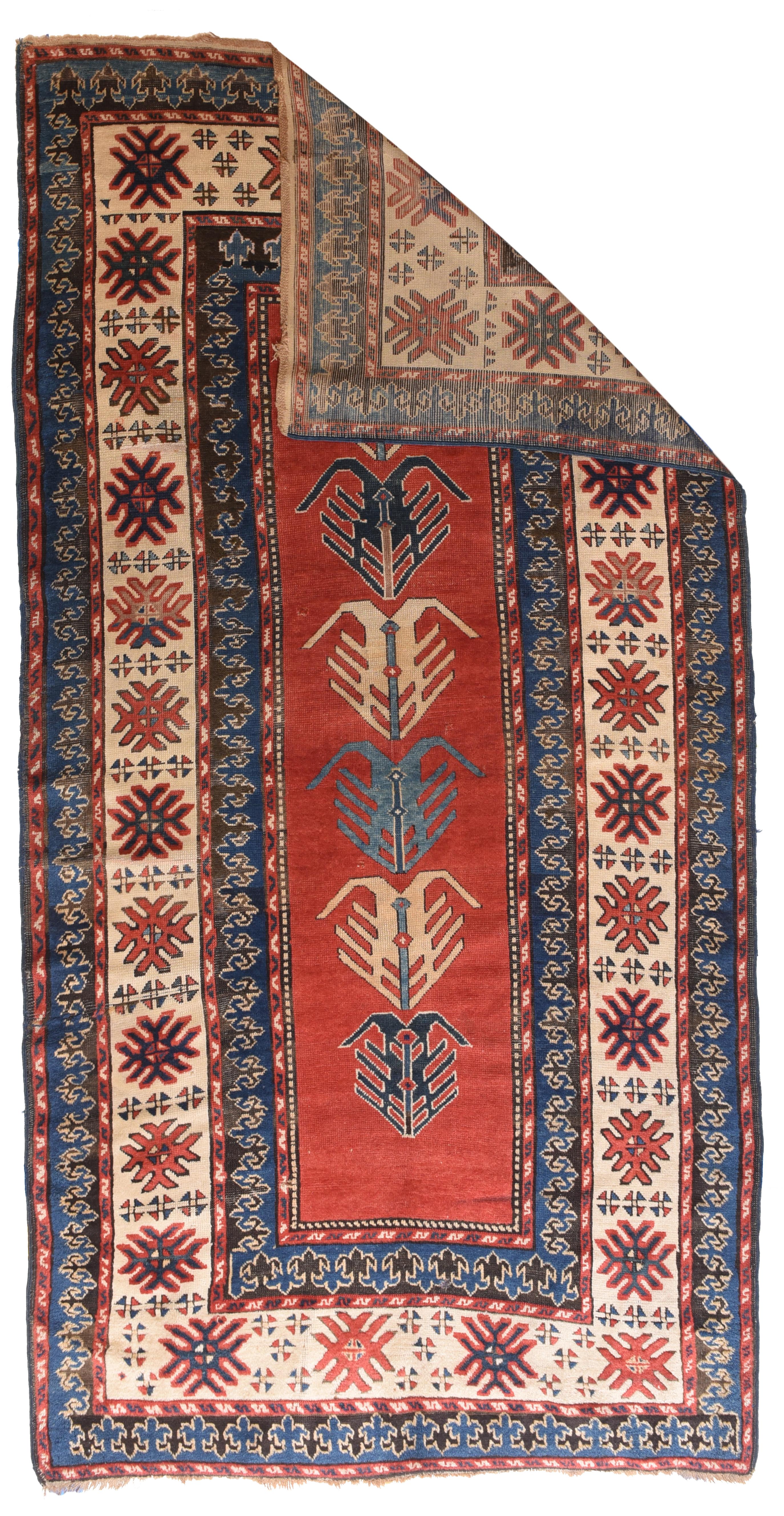 Russian Antique Caucasian Kazak Long Rug For Sale