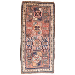 Antique Caucasian Kazak Long Rug